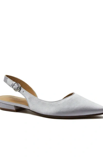 Lands' End Leather Slingback Low Heels In Silver