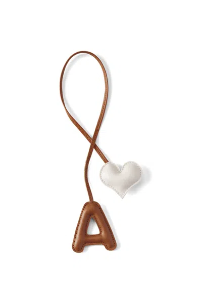 Lands' End Letter A Faux Leather Bag Charm In Brown