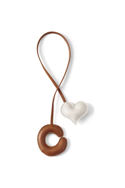 Lands' End Letter C Faux Leather Bag Charm In Brown