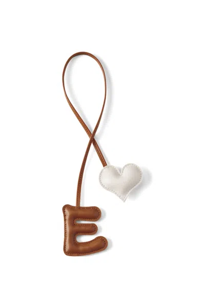 Lands' End Letter E Faux Leather Bag Charm In Brown
