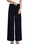 Lands' End Lightweight Denim Mid Rise Pleated Slouchy Jeans In Deep Rinse