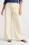 Lands' End Lightweight Denim Mid Rise Pleated Slouchy Jeans In Natural