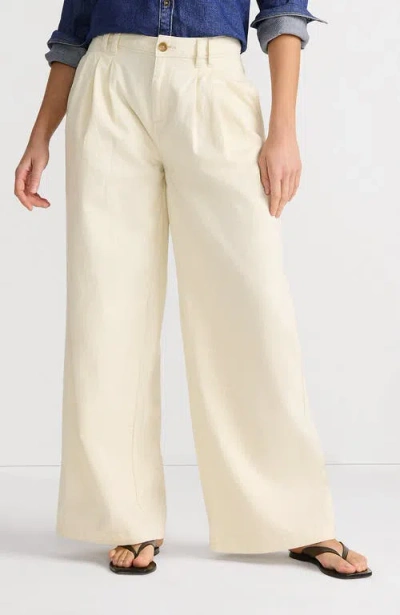 Lands' End Lightweight Denim Mid Rise Pleated Slouchy Jeans In Natural