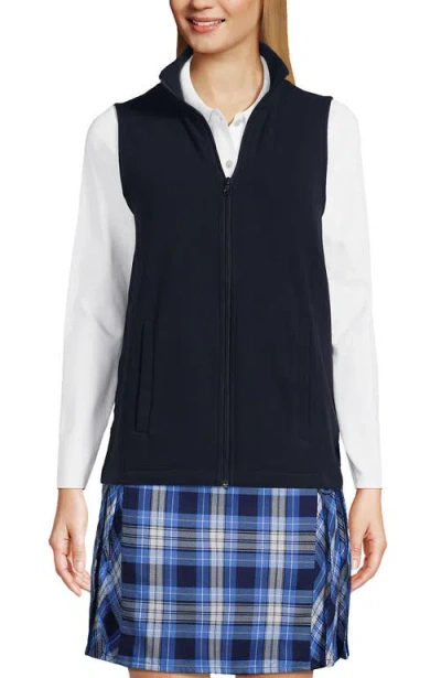 Lands' End Lightweight Fleece Vest In Blue
