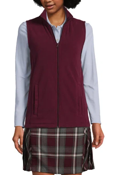 Lands' End Lightweight Fleece Vest In Burgundy