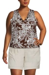 Lands' End Plus Size Lightweight Jersey Blouson Vneck Tank