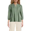 Lands' End Lightweight Jersey Button Pintuck Top In Green