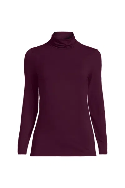 Lands' End Lightweight Jersey Long Sleeve Turtleneck In Purple