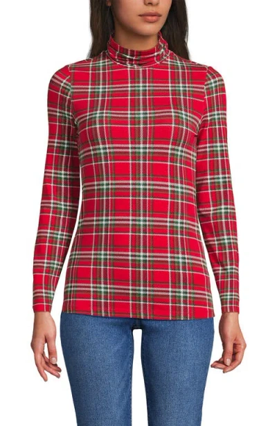Lands' End Lightweight Jersey Long Sleeve Turtleneck In Red