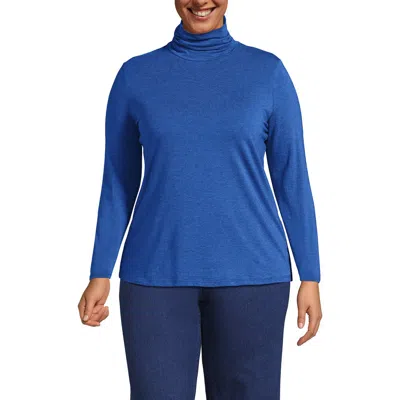 Lands' End Lightweight Jersey Long Sleeve Turtleneck In Blue