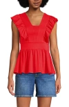 Lands' End Lightweight Jersey Ruffle Peplum Top