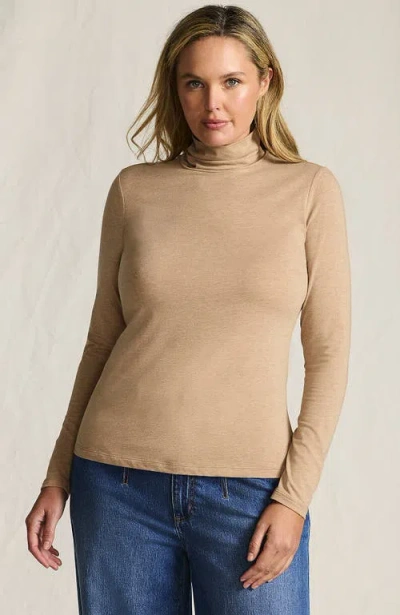 Lands' End Lightweight Jersey Skimming Long Sleeve Turtleneck In Brown