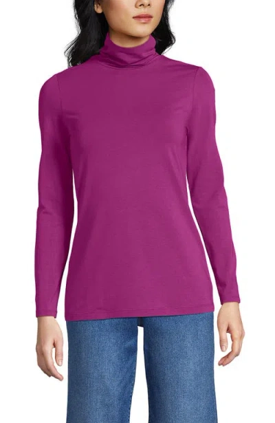 Lands' End Lightweight Jersey Skimming Long Sleeve Turtleneck In Purple