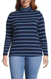 Lands' End Lightweight Jersey Skimming Long Sleeve Turtleneck In Brown