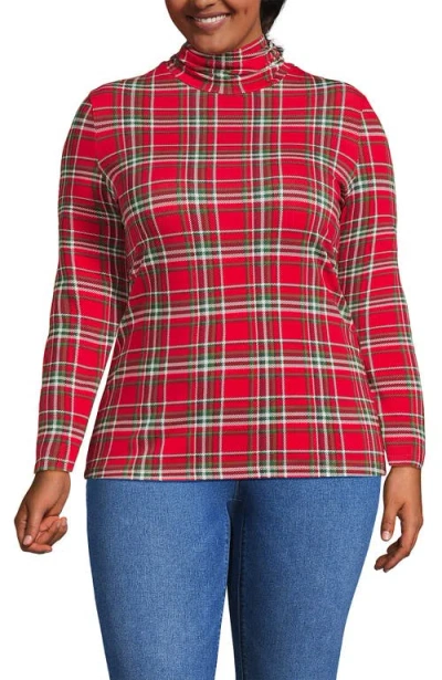 Lands' End Lightweight Jersey Skimming Long Sleeve Turtleneck In Brown