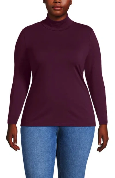 Lands' End Lightweight Jersey Skimming Long Sleeve Turtleneck In Purple