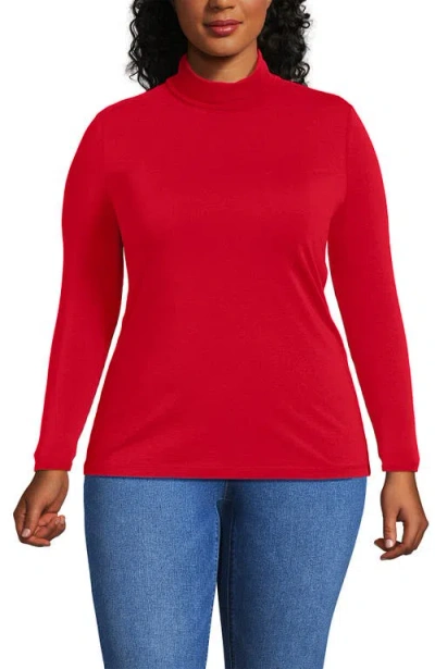 Lands' End Lightweight Jersey Skimming Long Sleeve Turtleneck In Red