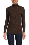 Lands' End Lightweight Jersey Skimming Long Sleeve Turtleneck In Brown