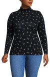 Lands' End Lightweight Jersey Skimming Long Sleeve Turtleneck In Black