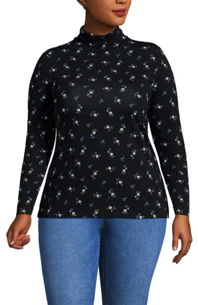 Lands' End Lightweight Jersey Skimming Long Sleeve Turtleneck In Black