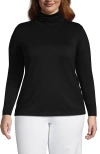 Lands' End Lightweight Jersey Skimming Long Sleeve Turtleneck In Black