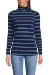 Lands' End Lightweight Jersey Long Sleeve Turtleneck In Blue