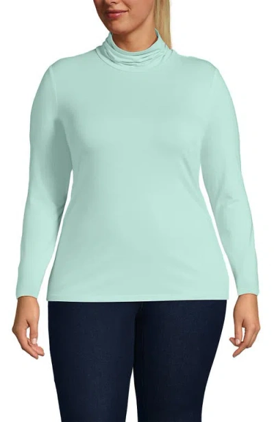 Lands' End Lightweight Jersey Skimming Long Sleeve Turtleneck In Pink