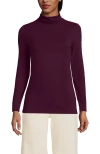 Lands' End Lightweight Jersey Long Sleeve Turtleneck In Burgundy