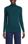 Lands' End Lightweight Jersey Skimming Long Sleeve Turtleneck In Evening Teal
