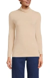 Lands' End Lightweight Jersey Skimming Long Sleeve Turtleneck In French Pecan Heather