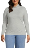 Lands' End Lightweight Jersey Skimming Long Sleeve Turtleneck In Gray