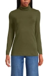 Lands' End Lightweight Jersey Skimming Long Sleeve Turtleneck In Green