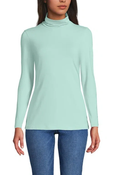 Lands' End Lightweight Jersey Skimming Long Sleeve Turtleneck In Green