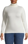 Lands' End Lightweight Jersey Skimming Long Sleeve Turtleneck In Ivory