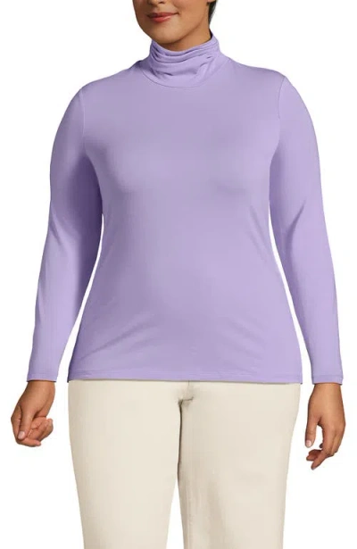 Lands' End Plus Size Lightweight Jersey Skimming Long Sleeve Turtleneck In Lavender Cloud