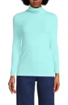 Lands' End Lightweight Jersey Skimming Long Sleeve Turtleneck In Pale Aqua Ice