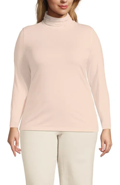 Lands' End Lightweight Jersey Skimming Long Sleeve Turtleneck In Pink