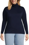 Lands' End Lightweight Jersey Skimming Long Sleeve Turtleneck In Radiant Navy