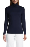 Lands' End Lightweight Jersey Skimming Long Sleeve Turtleneck In Radiant Navy