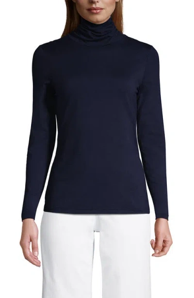 Lands' End Lightweight Jersey Skimming Long Sleeve Turtleneck In Radiant Navy