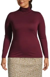 Lands' End Lightweight Jersey Skimming Long Sleeve Turtleneck In Rich Burgundy