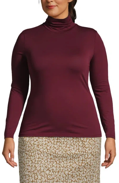 Lands' End Lightweight Jersey Skimming Long Sleeve Turtleneck In Rich Burgundy