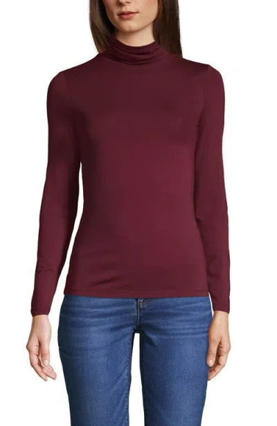 Lands' End Lightweight Jersey Skimming Long Sleeve Turtleneck In Rich Burgundy