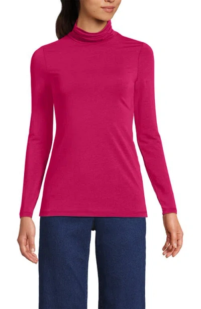 Lands' End Lightweight Jersey Skimming Long Sleeve Turtleneck In Spiced Rhubarb