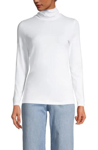 Lands' End Lightweight Jersey Skimming Long Sleeve Turtleneck In White