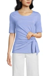 Lands' End Lightweight Jersey Tie Front Top In Blue