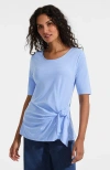Lands' End Lightweight Jersey Tie Front Top In Blue