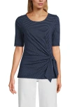 Lands' End Lightweight Jersey Tie Front Top In Blue