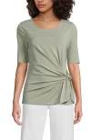 Lands' End Lightweight Jersey Tie Front Top In Green
