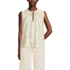 Lands' End Linen Blend Notch Neck Swing Tank Top In Champagne Leaf Scroll